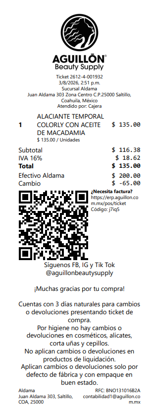 Ticket de compra de ejemplo