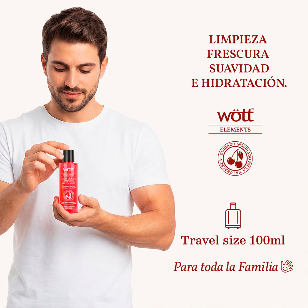 JABON LIQUIDO CORPORAL FRUTOS ROJOS WOTT 100 ML.