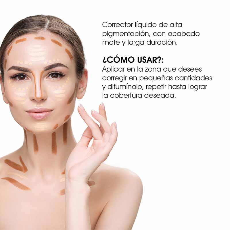 Corrector Liquido de Alta Cobertura Acabado Mate y Larga Duración para Ojeras e Imperfecciones Tono Nude Le Foose