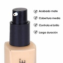 Base de Maquillaje Liquida Acabado Mate Cobertura Media Larga Duración y Control de Brillo para Piel Mixta a Grasa Tono 02 Le Foose