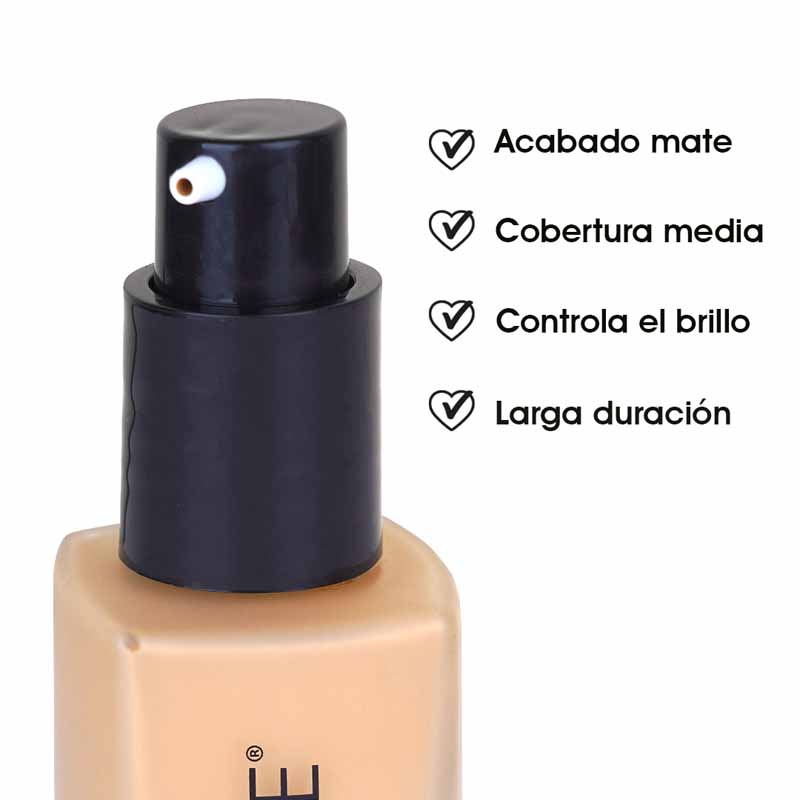 Base de Maquillaje Liquida Acabado Mate Cobertura Media Larga Duración y Control de Brillo para Piel Mixta a Grasa Tono 05 Le Foose