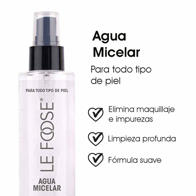 Agua Micelar para Limpieza Facial Suave Hidratante Ideal para Piel Sensible Uso Diario Le Foose