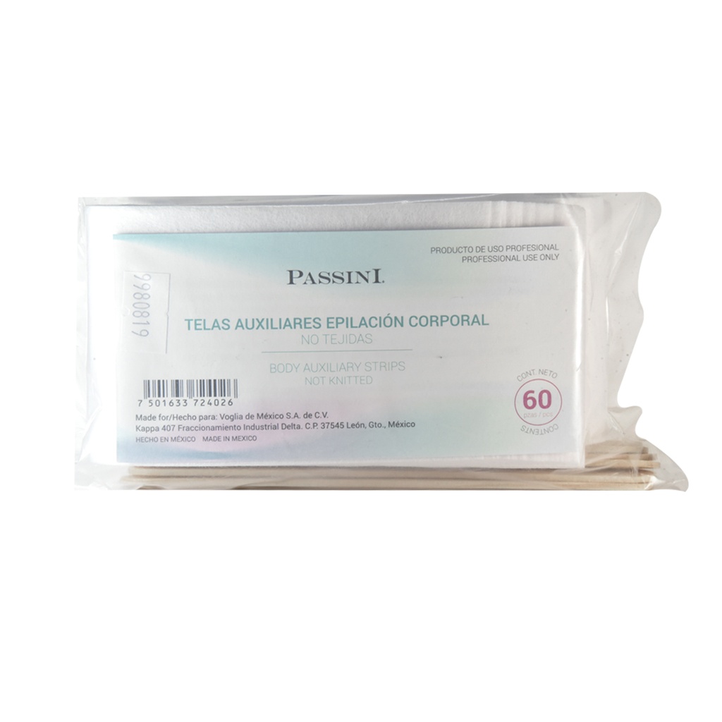 TELAS PARA EPILACION CORPORAL PASSINI 60 PIEZAS