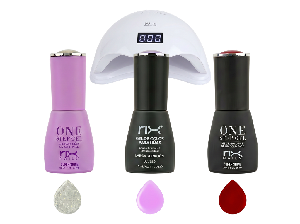Kit Gelish Rix Nails con Lámpara UV/LED y 3 Esmaltes Semipermanentes