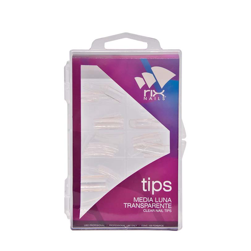 CAJA DE UÑAS RIX CON 100 TRANSPARENTE