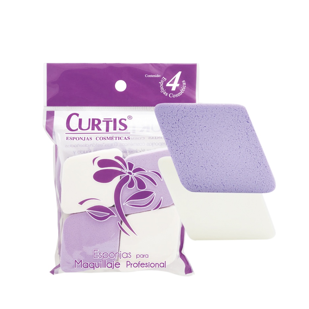 [312-C] ESPONJA P/ MAQUILLAJE C/4 CURTIS