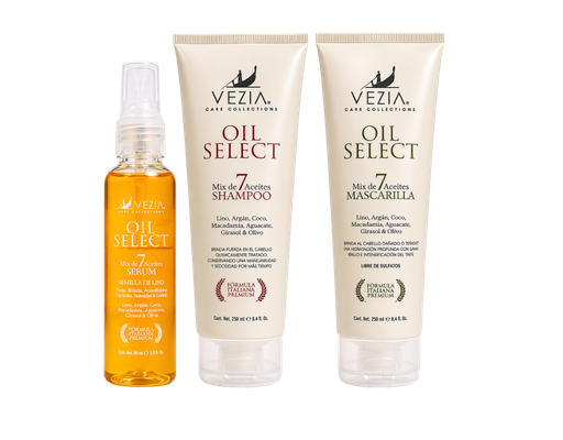 [PAQ.OIL] Kit Profesional Oil Select Mix 7 Aceites Vezia – Reparación y Nutrición Capilar